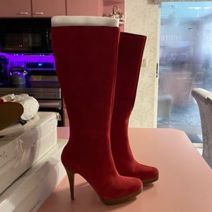 Brand-new red suede boots size 8 Ned